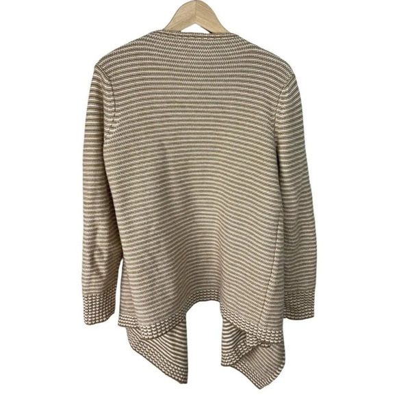 Merona Target Yellow & White Stripe Cascading Open Cardigan Size Large Acrylic - Picture 4 of 8